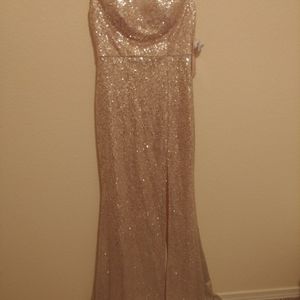 Champagne/ gold sparkle long dress